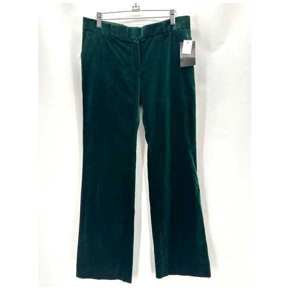 New Bella Freud Velvet Dress Pants Straight Size 10 Green Quiet Luxury Preppy - Picture 12 of 12